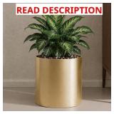 10 Inch Gold Metal Plant Pot with Drainage