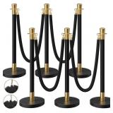 Black & Gold Stanchions with Velvet Ropes (6)