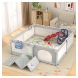 LUTIKIANG 79"x71" Baby Playpen with Mat
