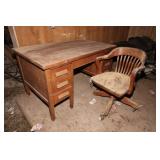 Antique Oak Desk & Chair