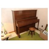 Antique Haines Bros Upright Piano With Stool