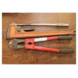 Pipe Wrench 24', Bolt Cutters, Snap-on Breaker Bar