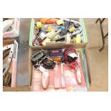Tray Lots Of Electrical Testers, Tape, Clamps, Etc