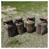 Lot of 4 Antique Milk Cans