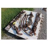 Pallet Lot Of Chains, Binders, Lifting Cables