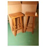 Oak Mission Style Stools (2)