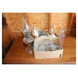 Oil Lamp, Milk Bottles, Crystal Vases