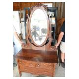 Tiger Oak Dresser with Swing Mirror