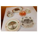 Royalty Mugs, Carnival Glass Dish, Plates, etc.