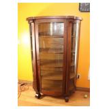 Half Round 4-Shelf Oak Display Cabinet