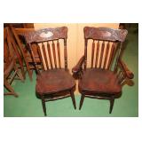 Press Back Oak Chairs (Pair)