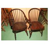 Hoop Back Oak Chairs (Pair)