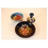 Moorcroft Pieces - 2 Bowls, Candlestick