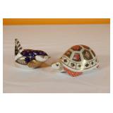 Royal Crown Derby -  Turtle & Wren Paperweights