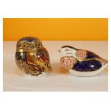 Royal Crown Derby - Winter Owl & Finch Paperwights