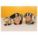 Royal Doulton Toby Jugs Medium (2) & Small (1)