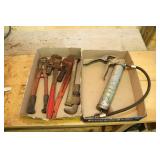 Bolt Cutters, Pipe Wrenches, Grease Gun