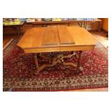 Antique Oak Dining Room Table, 2 Leaves