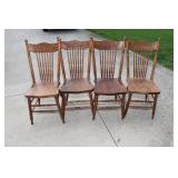 Oak Press Back Chairs (4)