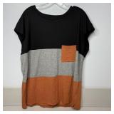 14-Qty Color Block Cap Sleeve Shirts W/Pocket