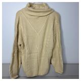 7-Qty Cream Batwing Turtleneck Knit Sweaters