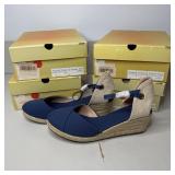 4-Qty Navy Espadrille Wedges Size 10