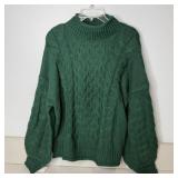 2-Qty Green Puff Sleeve Knit Sweaters
