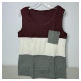 12-Qty Color Block Tank Tops W/Pocket