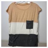23-Qty Color Block Cap Sleeve Shirts W/Pocket