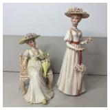 (2) Enesco Victorian Lady Ceramic Figurines