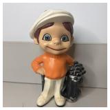 10" Vintage Ceramic Smiling Boy Golfer Figure