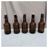 (5) Vintage Grolsch Beer Bottle Amber Brown