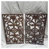 (2) 20"x12" Vintage Ornate Cast wrought Iron Decor