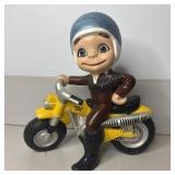 11" Vintage Ceramic Smiling Boy Riding on