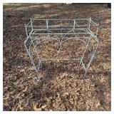 Distressed Teal Wrought Iron Outdoor Plant Stand