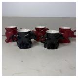 (5) 1984-1985 Frankoma Red/Black Mugs Elephant &