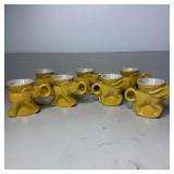 (7) 1975 Frankoma Yellow Mugs Elephant & Donkey