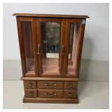 Vintage Wood Armoire Jewelry Cabinet