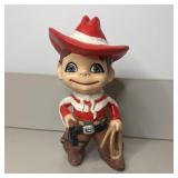 11" Vintage Ceramic Smiling Cowboy Figure