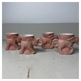 (4) 1977 Frankoma Pink Mugs Elephant & Donkey