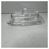 Glass Covered Butter Dish with Knob Handle