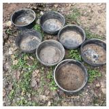 (7) Assorted Black Planters