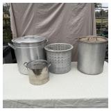 (3) Cooking Pots & Steamer/ Fryer Basket