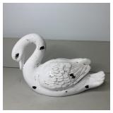 8"x12" Vintage Distressed White Swan Ceramic