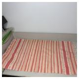 Pink & White Stripped Fringe Rug