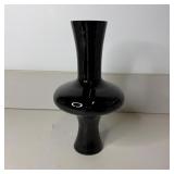 12" Mid-Century Modern Black Art Glass Vase