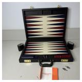 Vintage Backgammon Black Leather Case