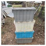 (4) Storage Containers with Attached Hinged Lids.