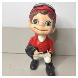 10 1/2" Vintage Ceramic Smiling Boy Jockey Figure