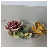 11" Capodimonte Pair of Roses Centerpiece Figurine